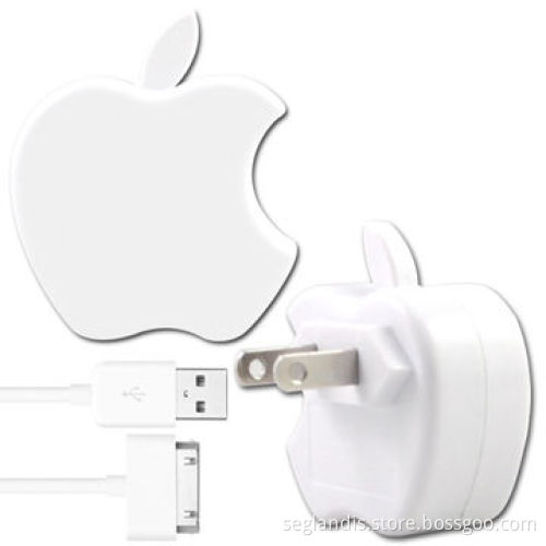 Apple-shaped AC Adapter for iPhone 4, with USB Cable